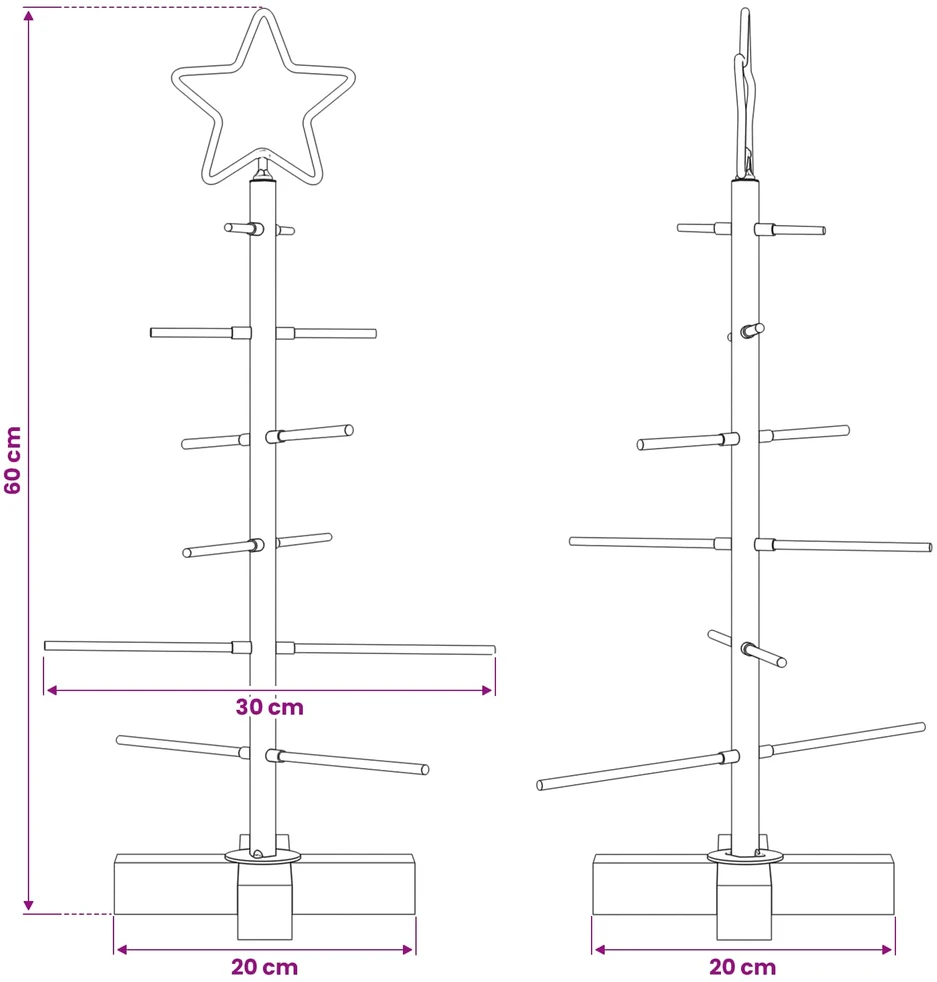 Metalinis Kalėdų medis Juoda 59,5 cm