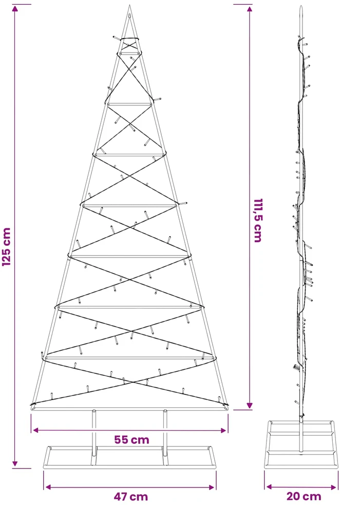 Metalinis Kalėdų medis KUOPIO 125 cm Šilta balta