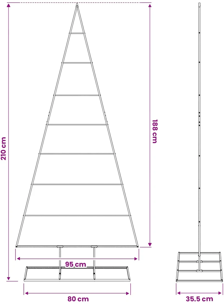 Metalinis Kalėdų medis KUOPIO 210 cm Metalas Juoda