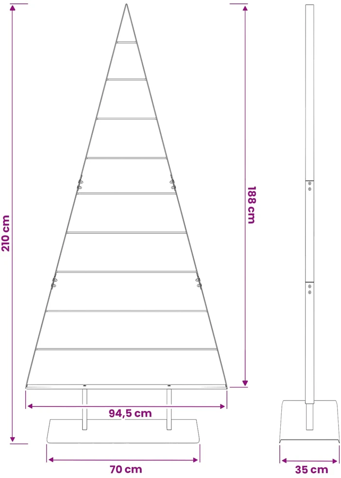 Metalinis Kalėdų medis KUOPIO 210 cm Plienas Balta