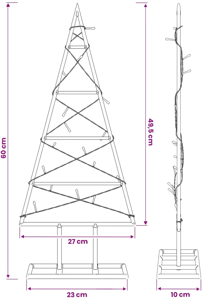 Metalinis Kalėdų medis KUOPIO 60 cm Šilta balta