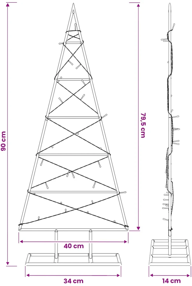 Metalinis Kalėdų medis KUOPIO 90 cm Šilta balta