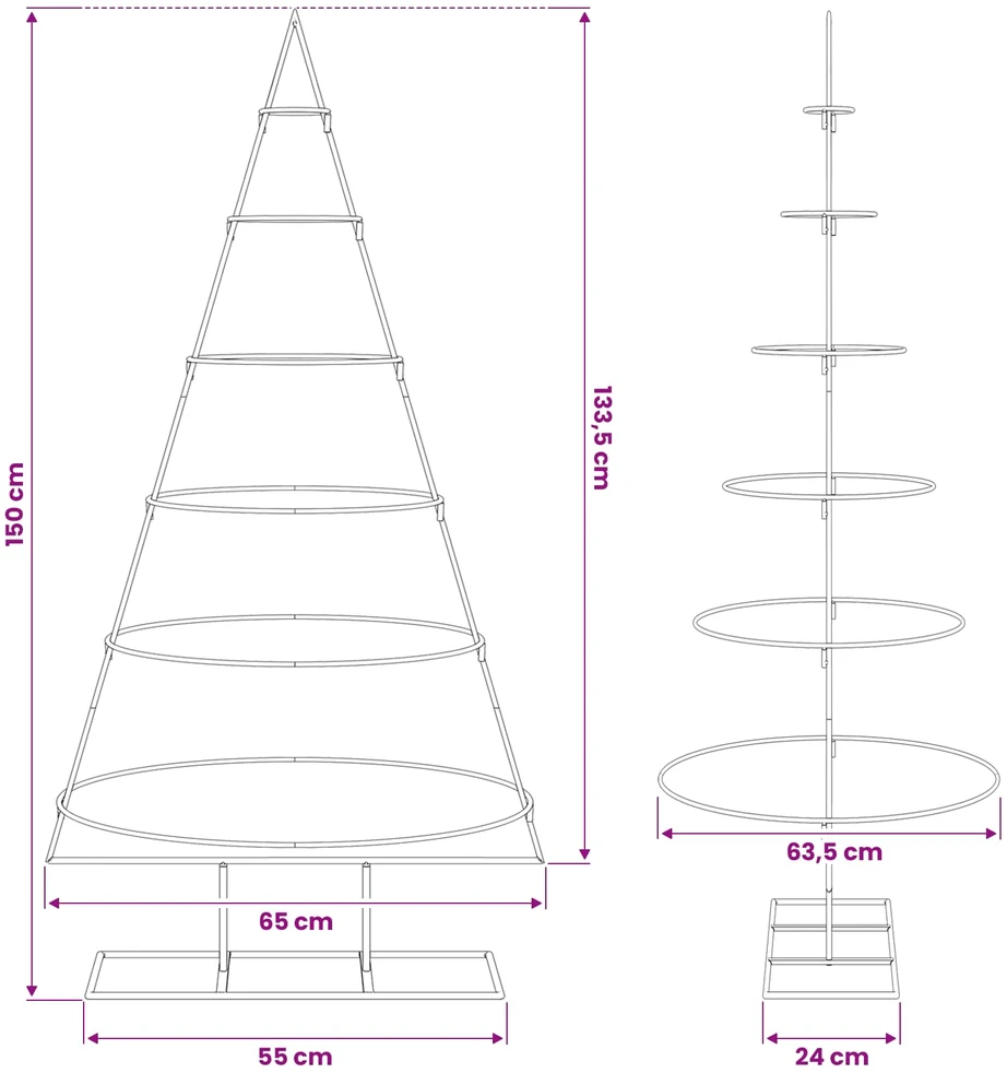 Metalinis Kalėdų medis s stovu Auksinė 148 cm