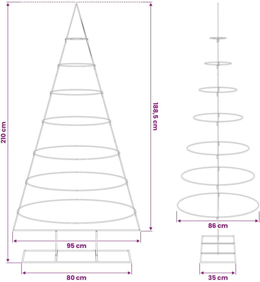 Metalinis Kalėdų medis s stovu Auksinė 209 cm