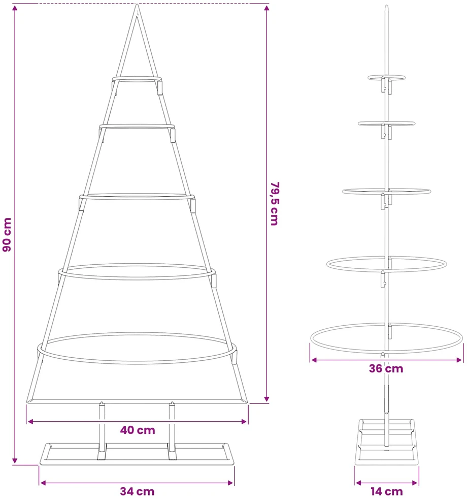 Metalinis Kalėdų medis s stovu Auksinė 90 cm