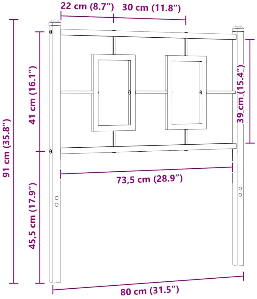 Metalinis keičiamas galvūgalis, baltos spalvos, 75 cm