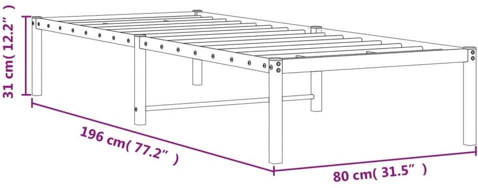 Metalinis lovos rėmas, baltos spalvos, 75x190cm