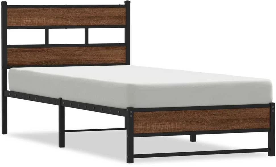 Lova Metalinis lovos rėmas be čiužinio Rudas ąžuolas 75x190 cm
