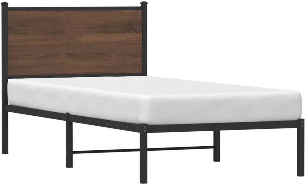 Lovos rėmas su galvūgaliu, rudas ąžuolo, 80x200cm, metalas