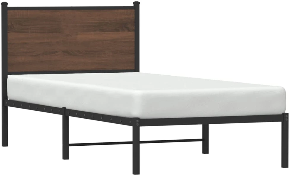 Lovos rėmas su galvūgaliu, rudas ąžuolo, 80x200cm, metalas