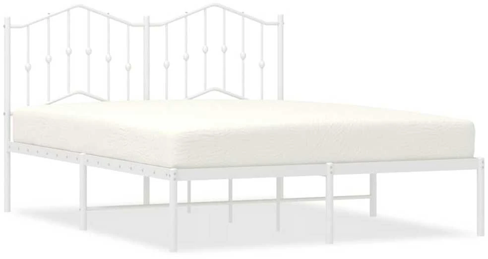 Lova Metalinis lovos rėmas su galvūgaliu, baltos spalvos, 135x190cm