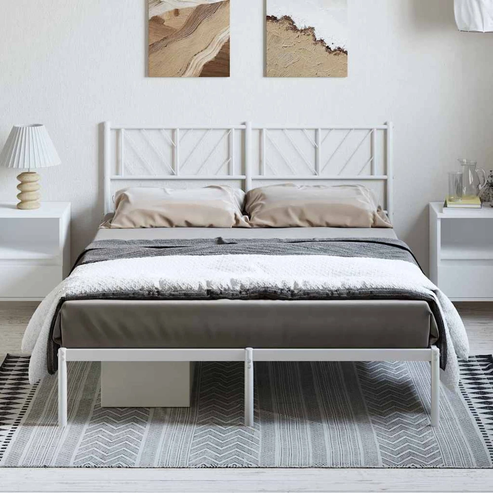 Lova Metalinis lovos rėmas su galvūgaliu, baltos spalvos, 135x190cm