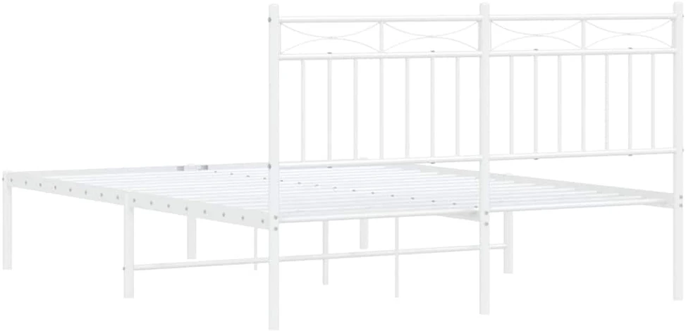 Lova Metalinis lovos rėmas su galvūgaliu, baltos spalvos, 135x190cm