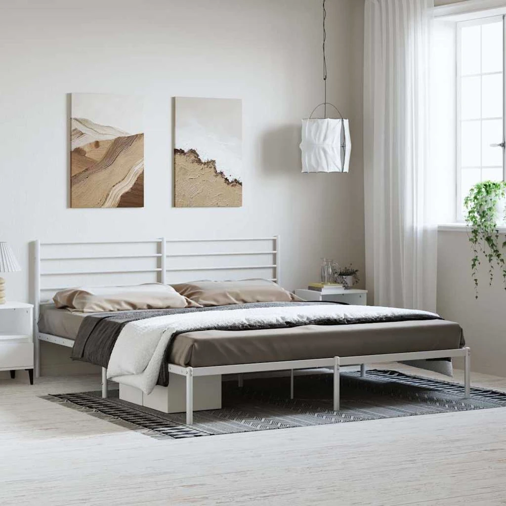 Lova Metalinis lovos rėmas su galvūgaliu, baltos spalvos, 183x213cm