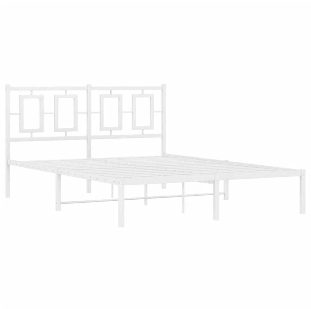 Lova Metalinis lovos rėmas su galvūgaliu, baltos spalvos, 135x190cm