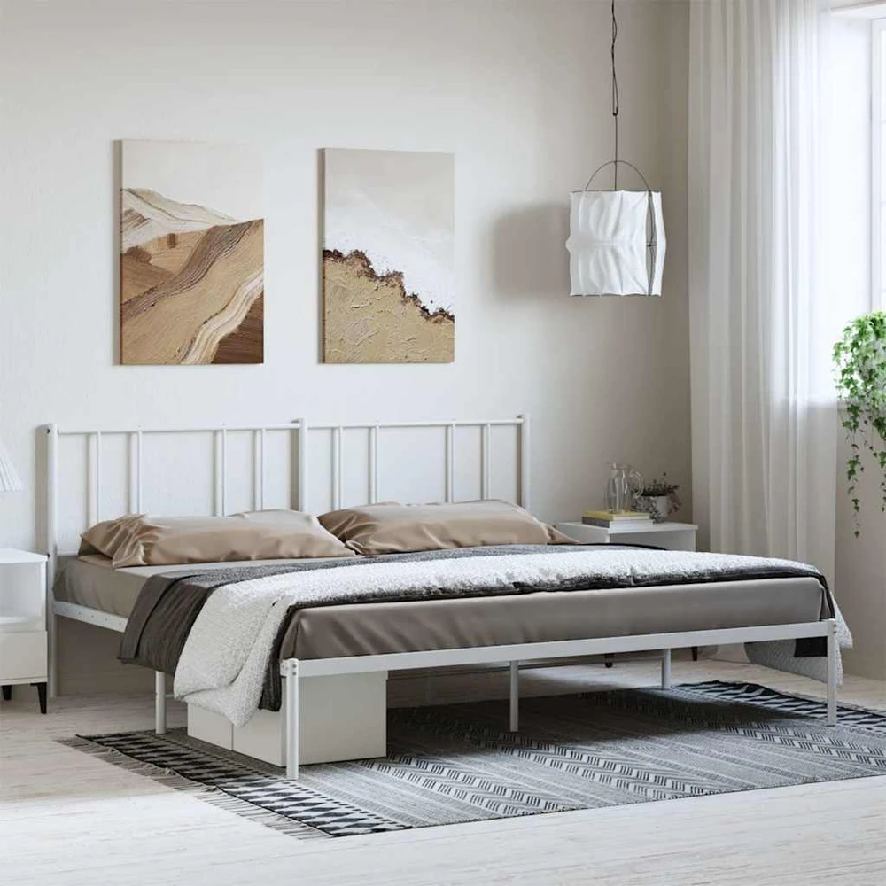 Lova Metalinis lovos rėmas su galvūgaliu, baltos spalvos, 183x213cm