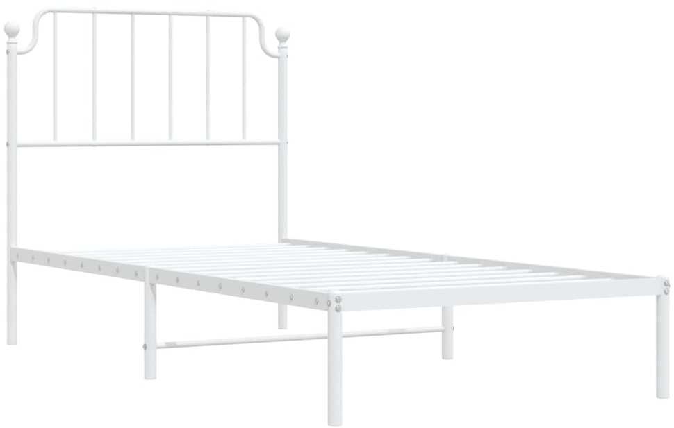 Metalinis lovos rėmas su galvūgaliu, baltos spalvos, 90x200cm