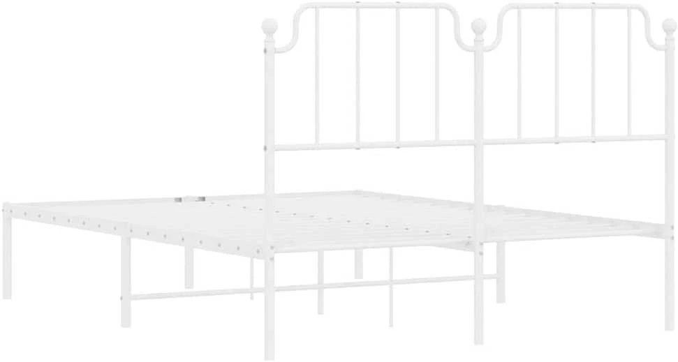 Lova Metalinis lovos rėmas su galvūgaliu, baltos spalvos, 135x190cm