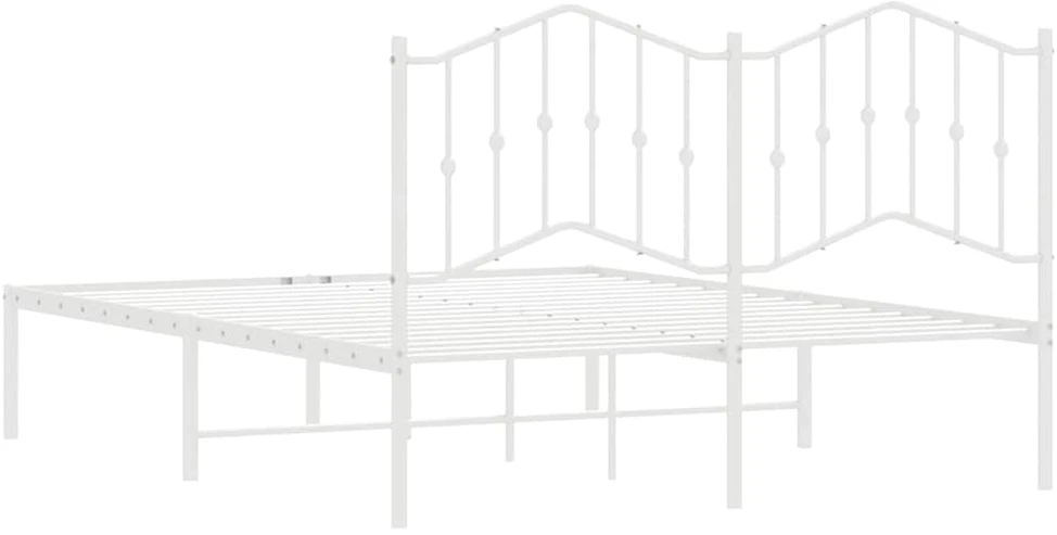 Metalinis lovos rėmas su galvūgaliu, baltos spalvos, 150x200cm