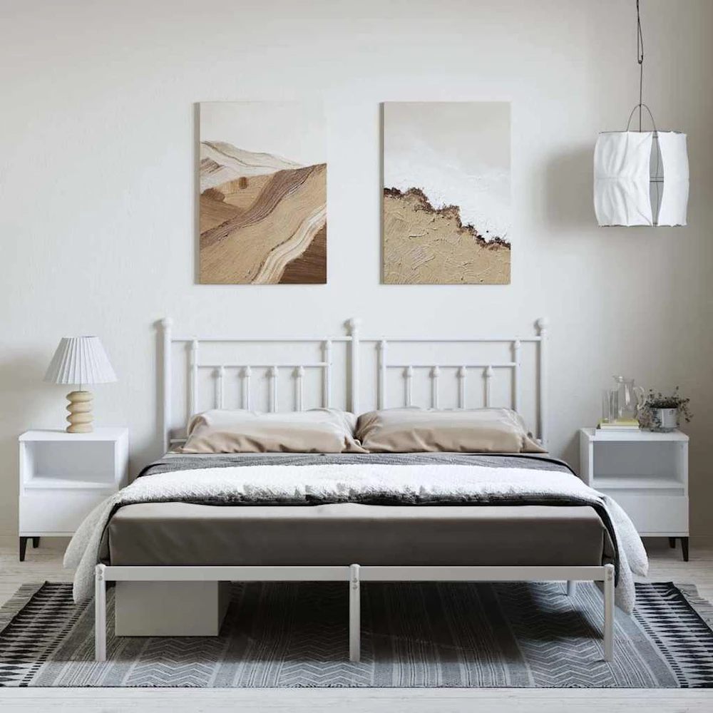Lova Metalinis lovos rėmas su galvūgaliu, baltos spalvos, 183x213cm