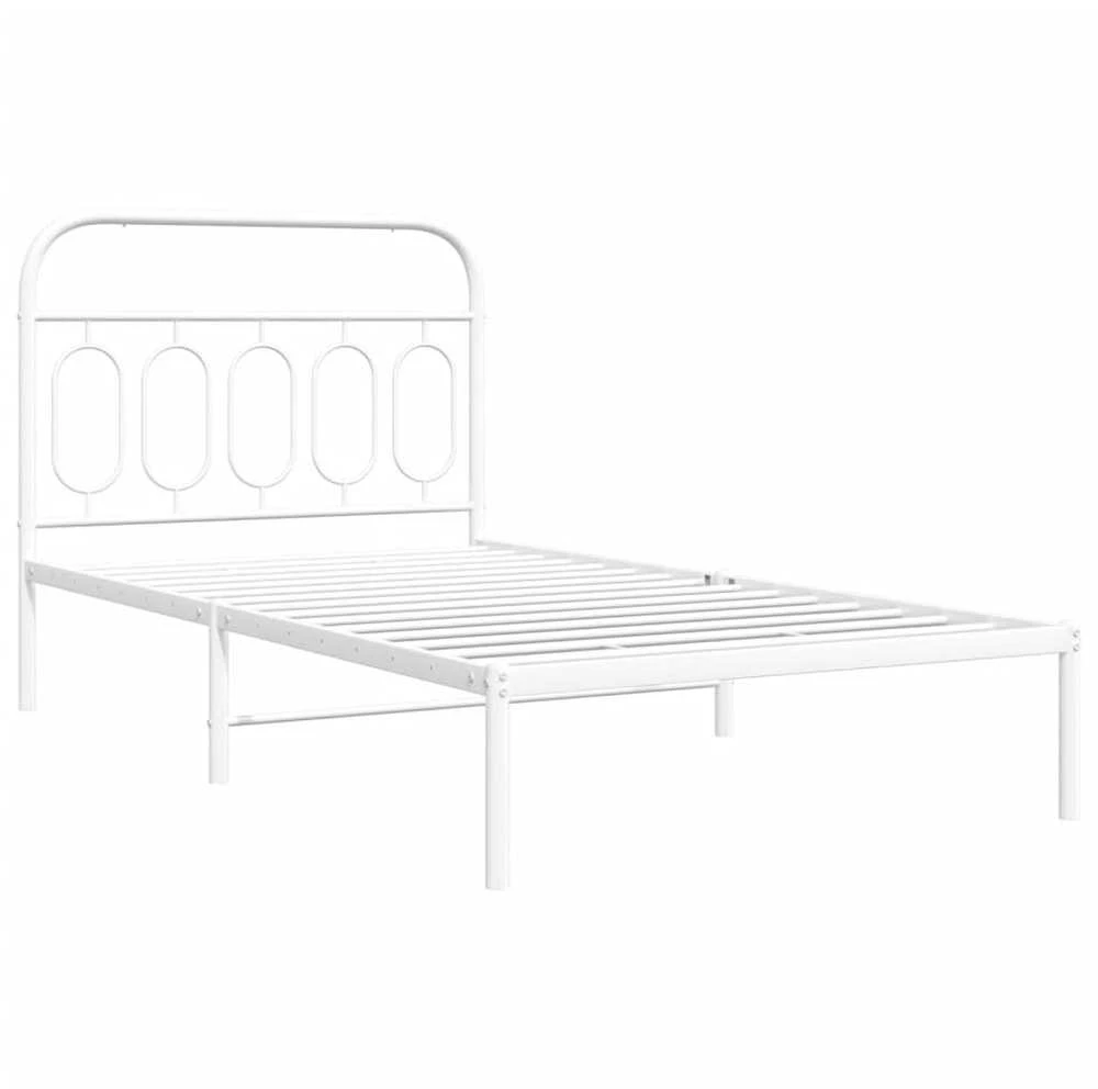 Lova Metalinis lovos rėmas su galvūgaliu, baltos spalvos, 100x190cm