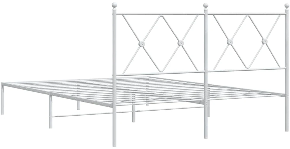 Metalinis lovos rėmas su galvūgaliu, baltos spalvos, 140x190cm