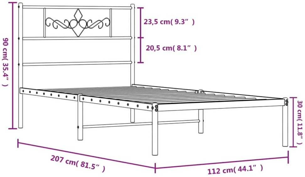 Lova Metalinis lovos rėmas su galvūgaliu, baltos spalvos, 107x203cm