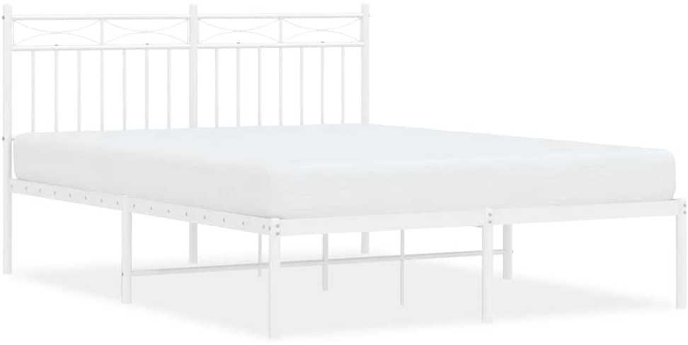 Lova Metalinis lovos rėmas su galvūgaliu, baltos spalvos, 135x190cm