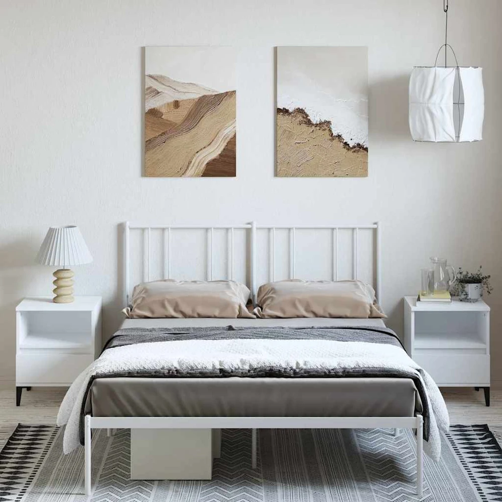 Lova Metalinis lovos rėmas su galvūgaliu, baltos spalvos, 135x190cm