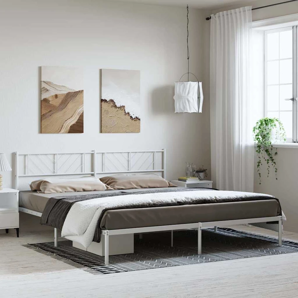 Lova Metalinis lovos rėmas su galvūgaliu, baltos spalvos, 183x213cm