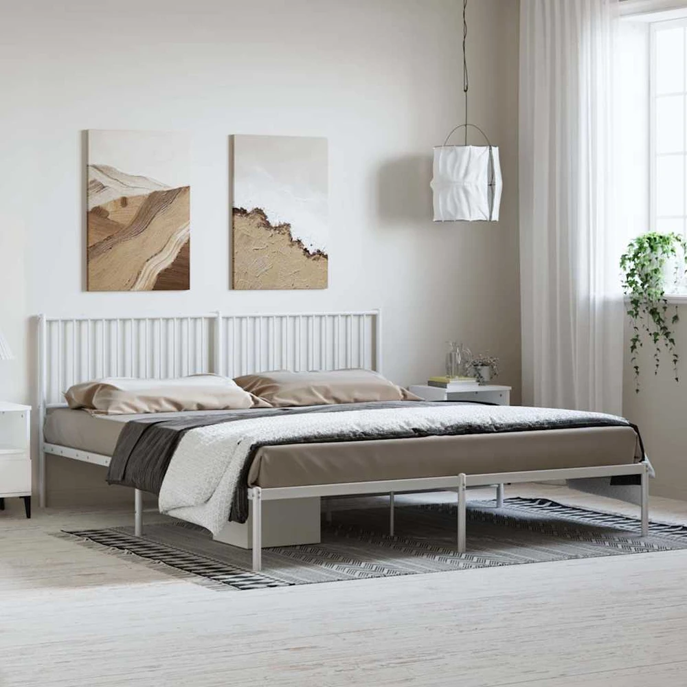 Lova Metalinis lovos rėmas su galvūgaliu, baltos spalvos, 183x213cm