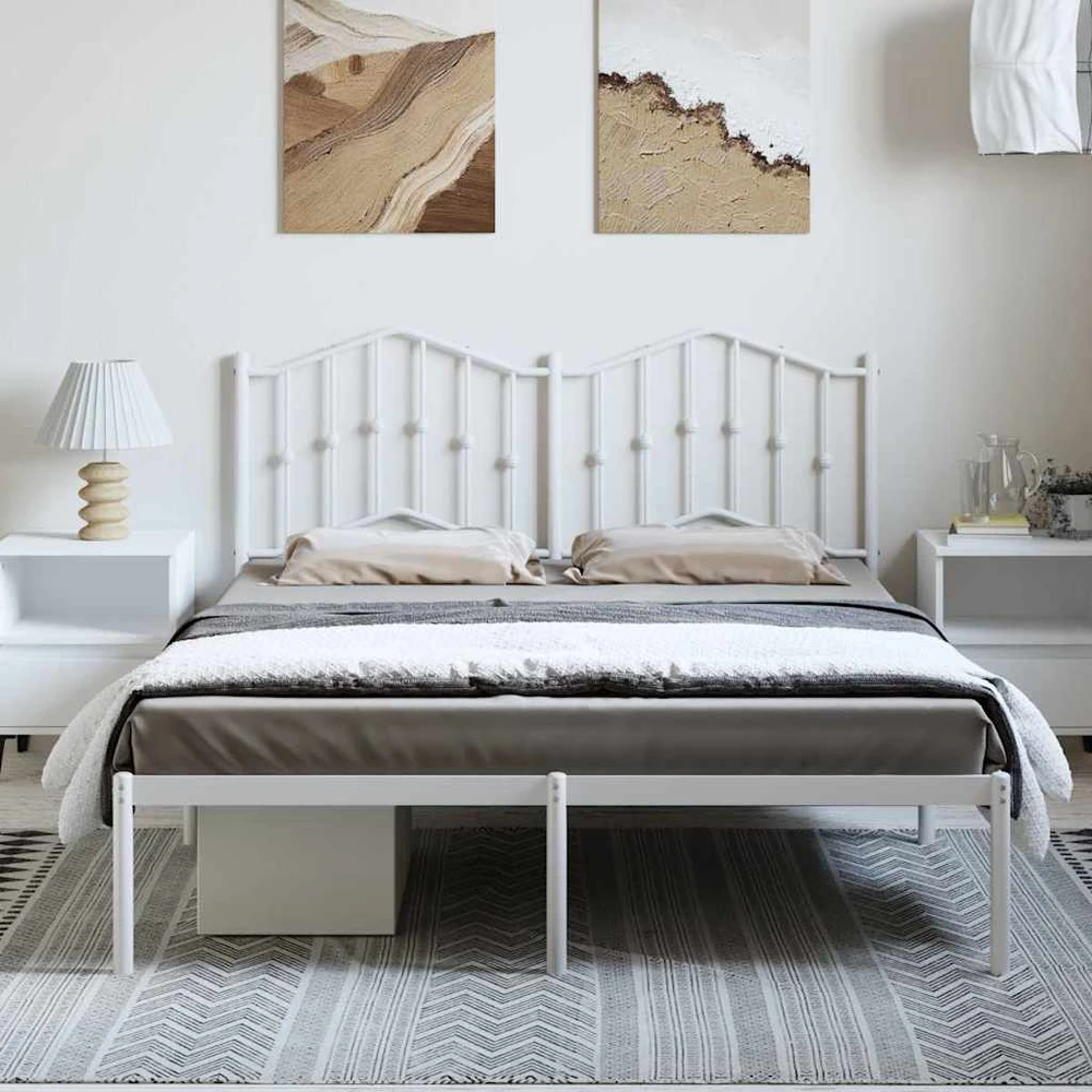Metalinis lovos rėmas su galvūgaliu, baltos spalvos, 150x200cm