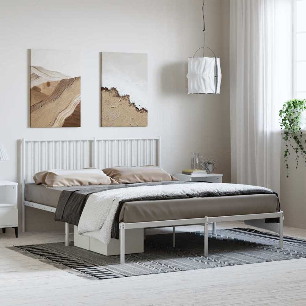 Metalinis lovos rėmas su galvūgaliu, baltos spalvos, 150x200cm