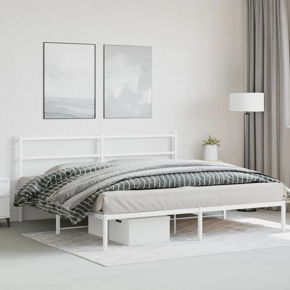 Lova Metalinis lovos rėmas su galvūgaliu, baltos spalvos, 183x213cm