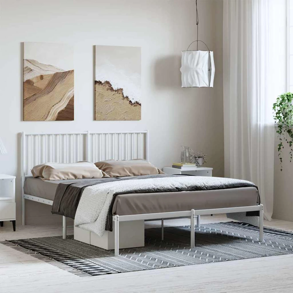 Lova Metalinis lovos rėmas su galvūgaliu, baltos spalvos, 135x190cm