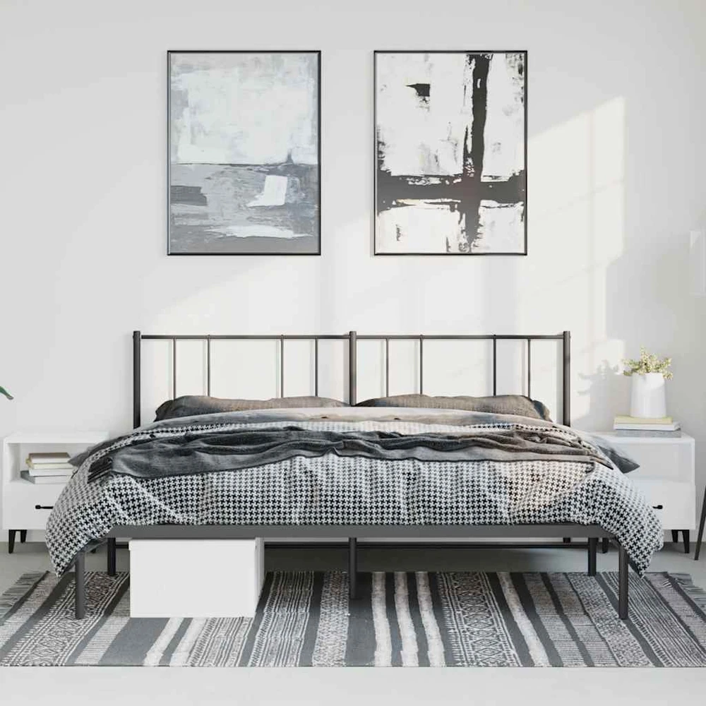 Lova Metalinis lovos rėmas su galvūgaliu, juodos spalvos, 183x213cm