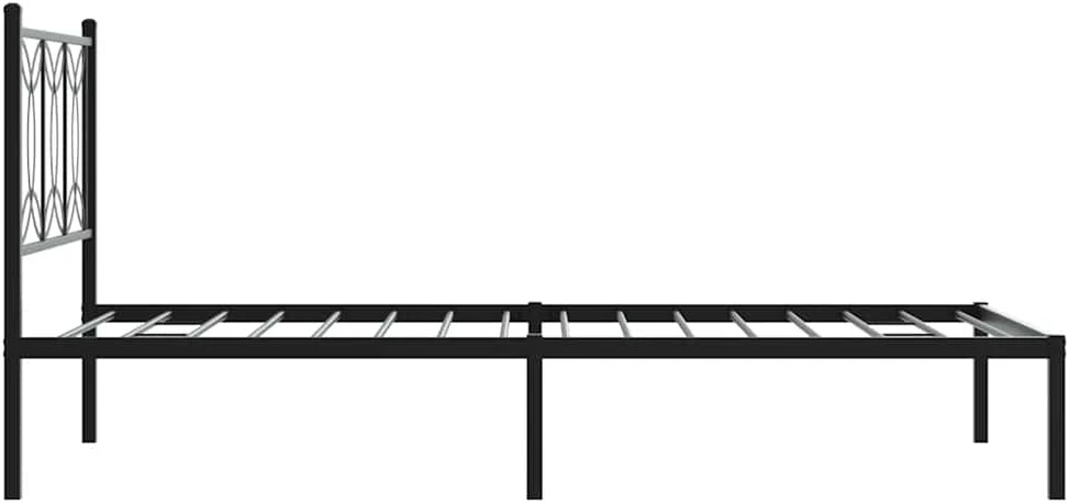 Metalinis lovos rėmas su galvūgaliu, juodos spalvos, 100x200cm