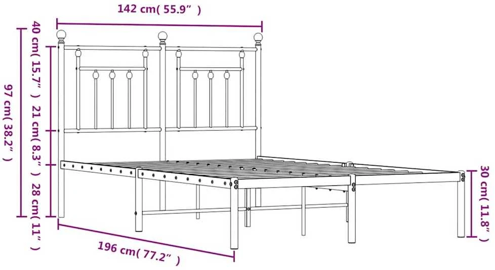 Lova Metalinis lovos rėmas su galvūgaliu, juodos spalvos, 135x190cm