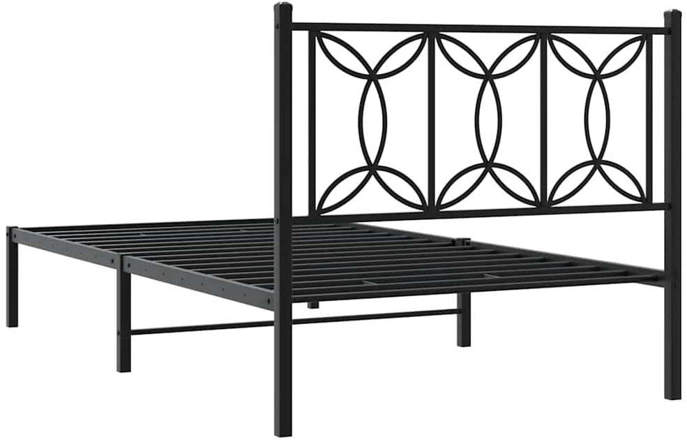 Metalinis lovos rėmas su galvūgaliu, juodos spalvos, 100x200cm