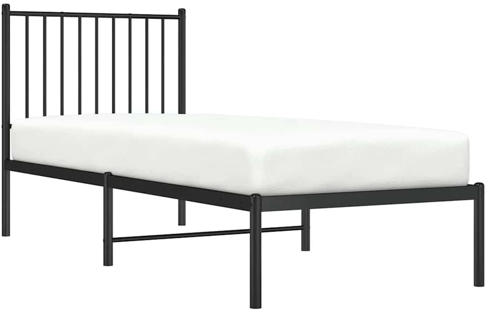 Metalinis lovos rėmas su galvūgaliu, juodos spalvos, 75x190cm