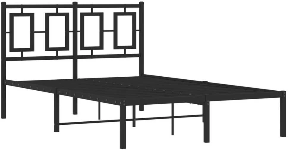 Metalinis lovos rėmas su galvūgaliu, juodos spalvos, 120x200cm