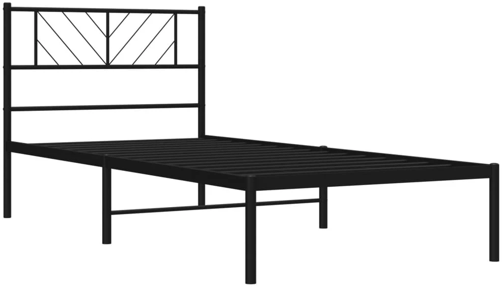 Metalinis lovos rėmas su galvūgaliu, juodos spalvos, 75x190cm