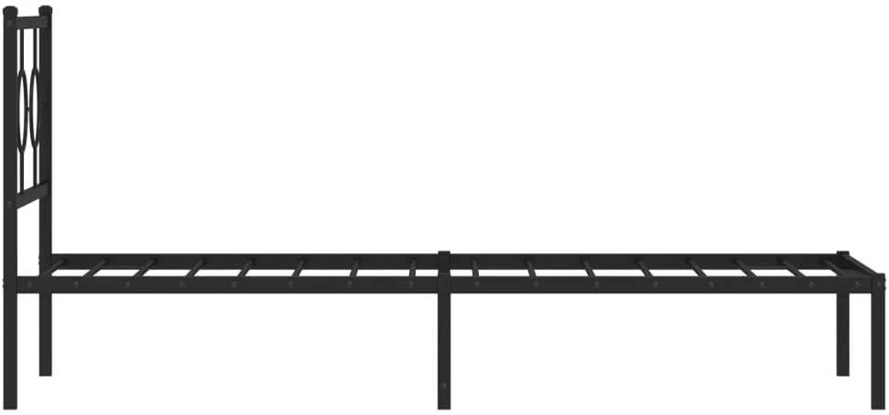 Metalinis lovos rėmas su galvūgaliu, juodos spalvos, 80x200cm
