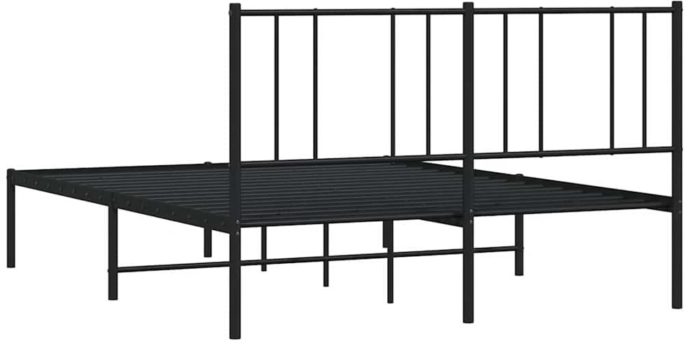 Metalinis lovos rėmas su galvūgaliu, juodos spalvos, 150x200cm