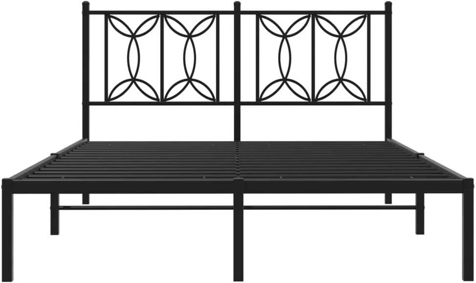 Lova Metalinis lovos rėmas su galvūgaliu, juodos spalvos, 135x190cm