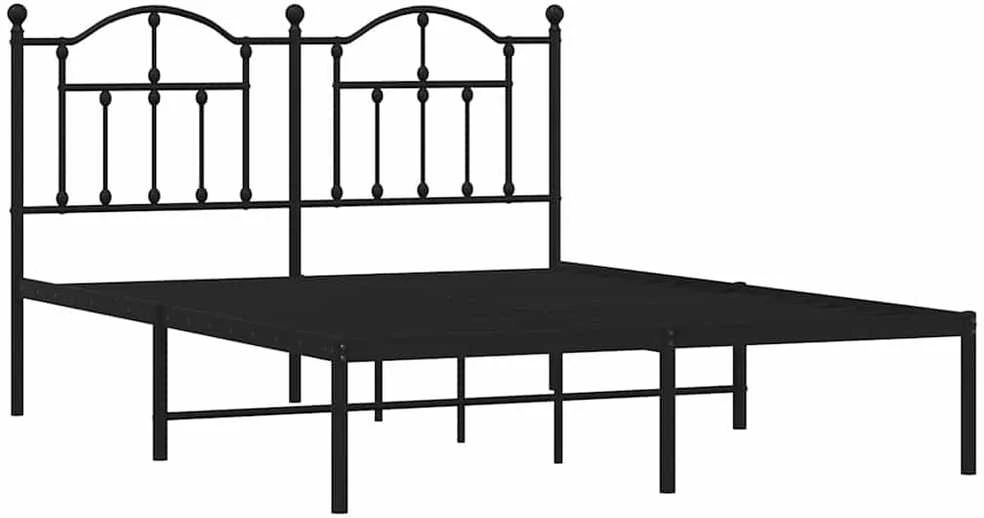 Lova Metalinis lovos rėmas su galvūgaliu, juodos spalvos, 135x190cm