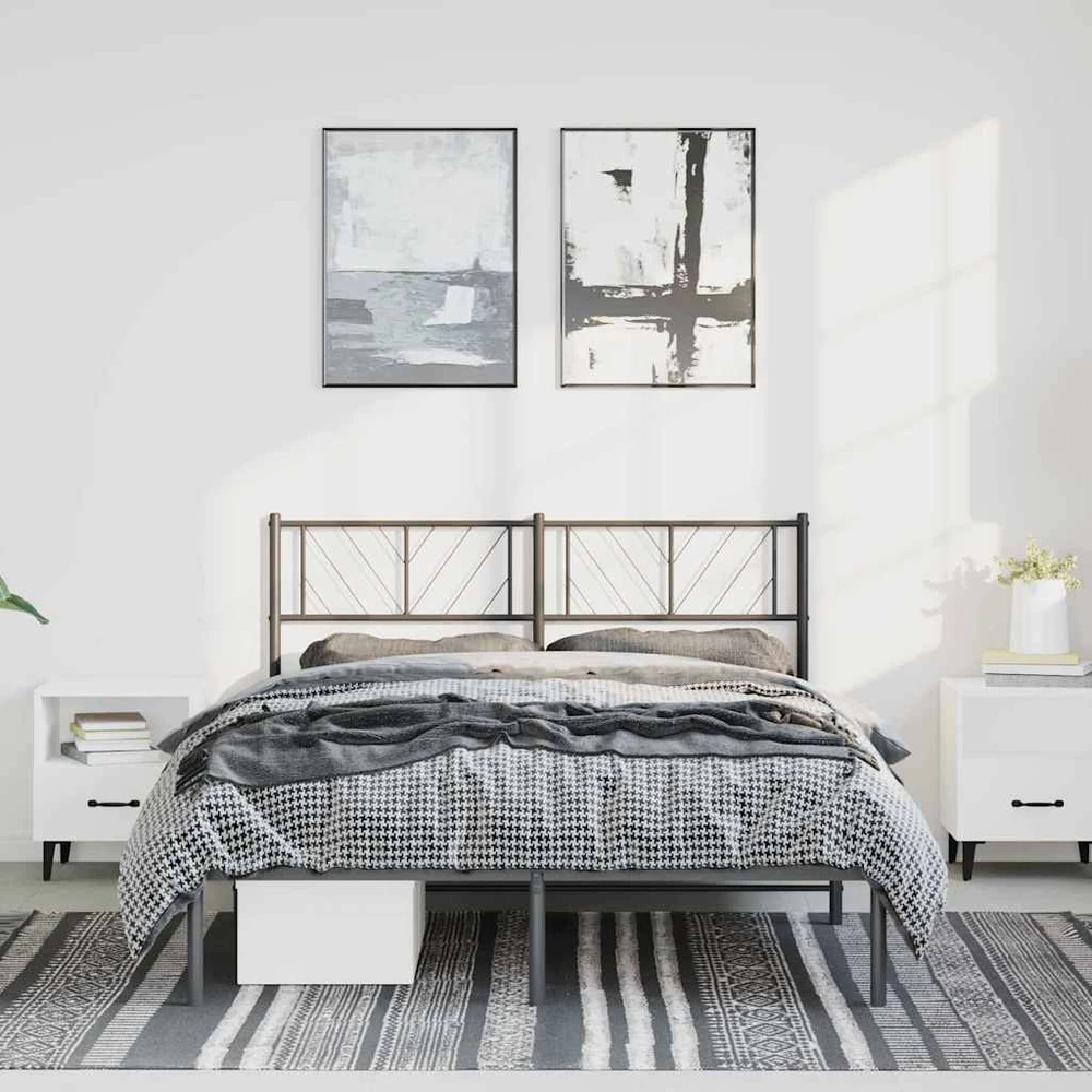 Lova Metalinis lovos rėmas su galvūgaliu, juodos spalvos, 135x190cm