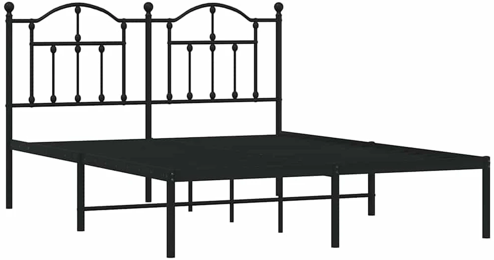 Lova Metalinis lovos rėmas su galvūgaliu, juodos spalvos, 135x190cm