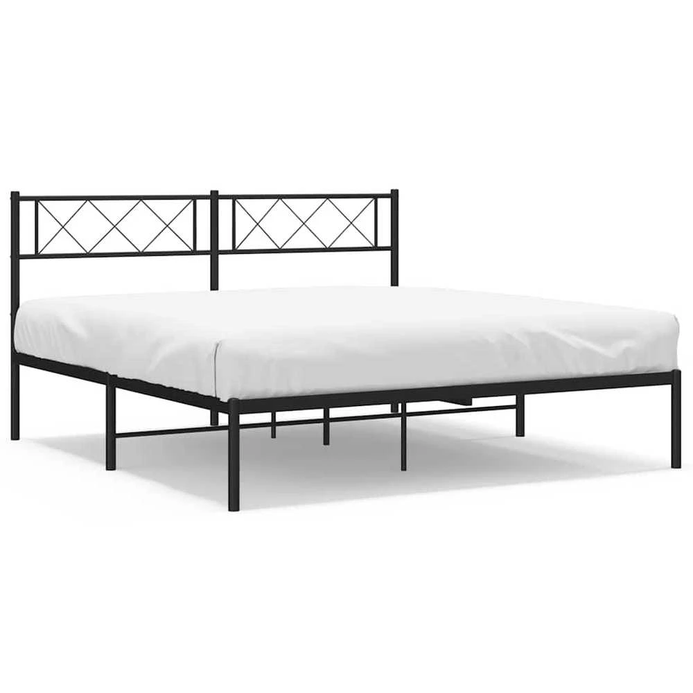 Lova Metalinis lovos rėmas su galvūgaliu, juodos spalvos, 135x190cm