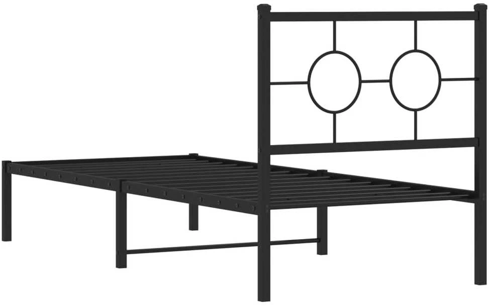 Metalinis lovos rėmas su galvūgaliu, juodos spalvos, 80x200cm